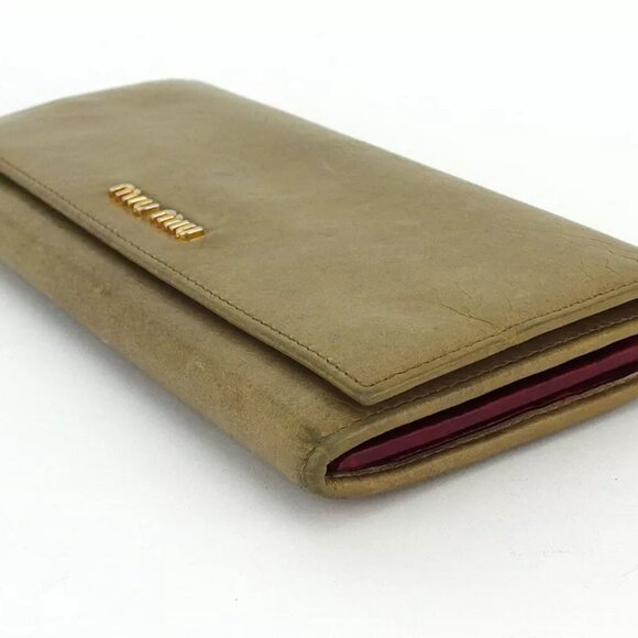 miu miu wallet logo beige Bordeaux leather Authentic used - Picture 3 of 9